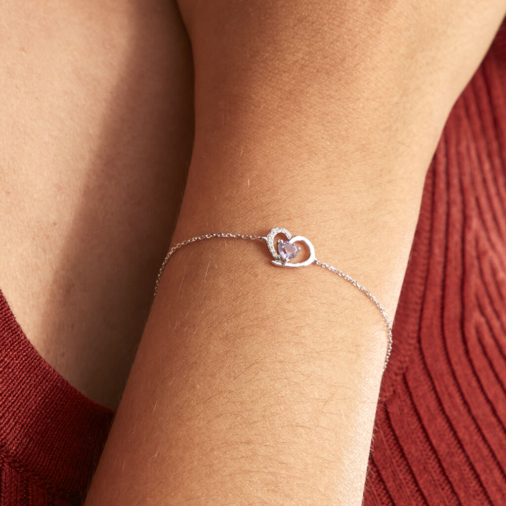 Bracciale Am&eacute;lie Oro Bianco Ametista Cubic Zirconia