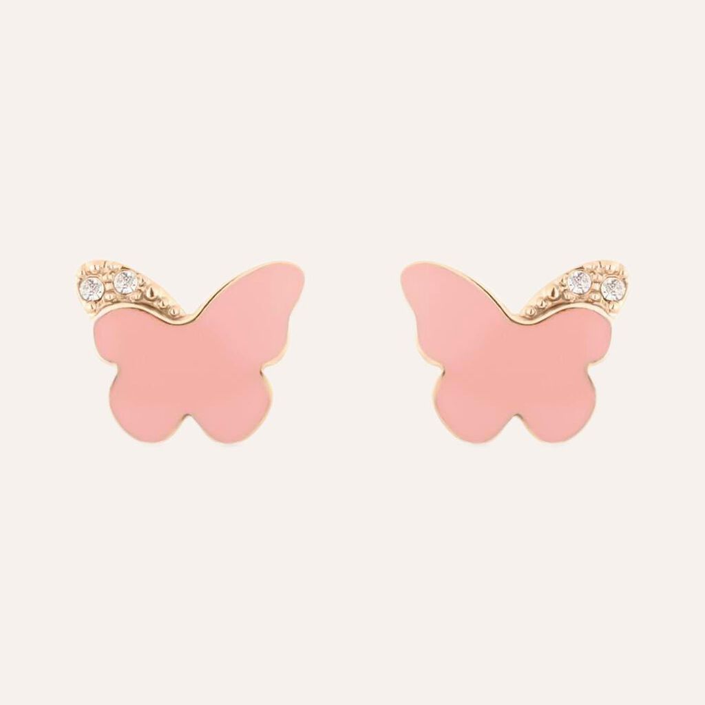 Orecchini Lobo Lady Sweet Acciaio Rosa Cristallo