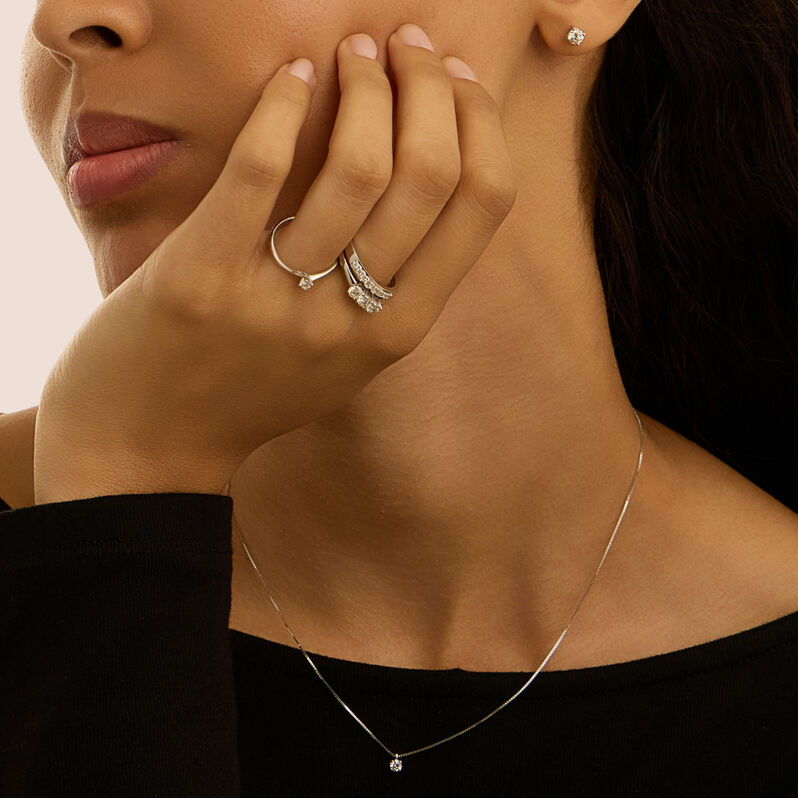 Anello Trilogy Firmamenti Oro Bianco Diamante - Anelli con Pietre Donna | Stroili