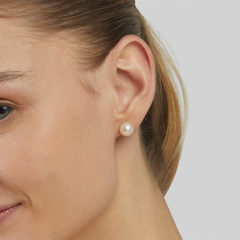 Orecchini Lobo Gabrielle Oro Bianco Perla D'Acqua Dolce - Orecchini a Lobo Donna | Stroili