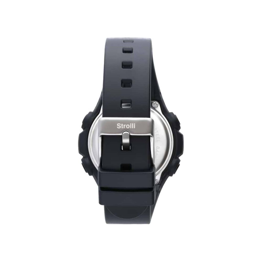 Baltimora Cronografo digitale in silicone nero e acciaio