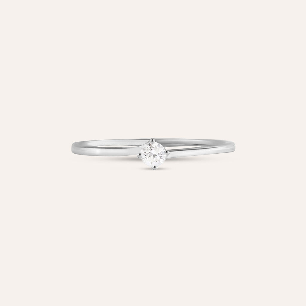 Anello Solitario Grace Oro Bianco Diamante - Anelli con Pietre Donna | Stroili