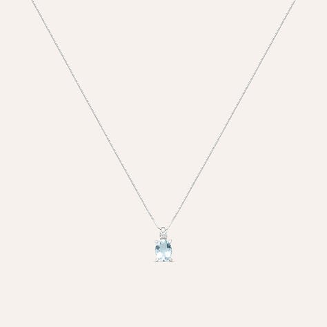 Collana Punto Luce Acquamarina Oro Bianco Acquamarina Diamante - Collane Punto Luce Donna | Stroili