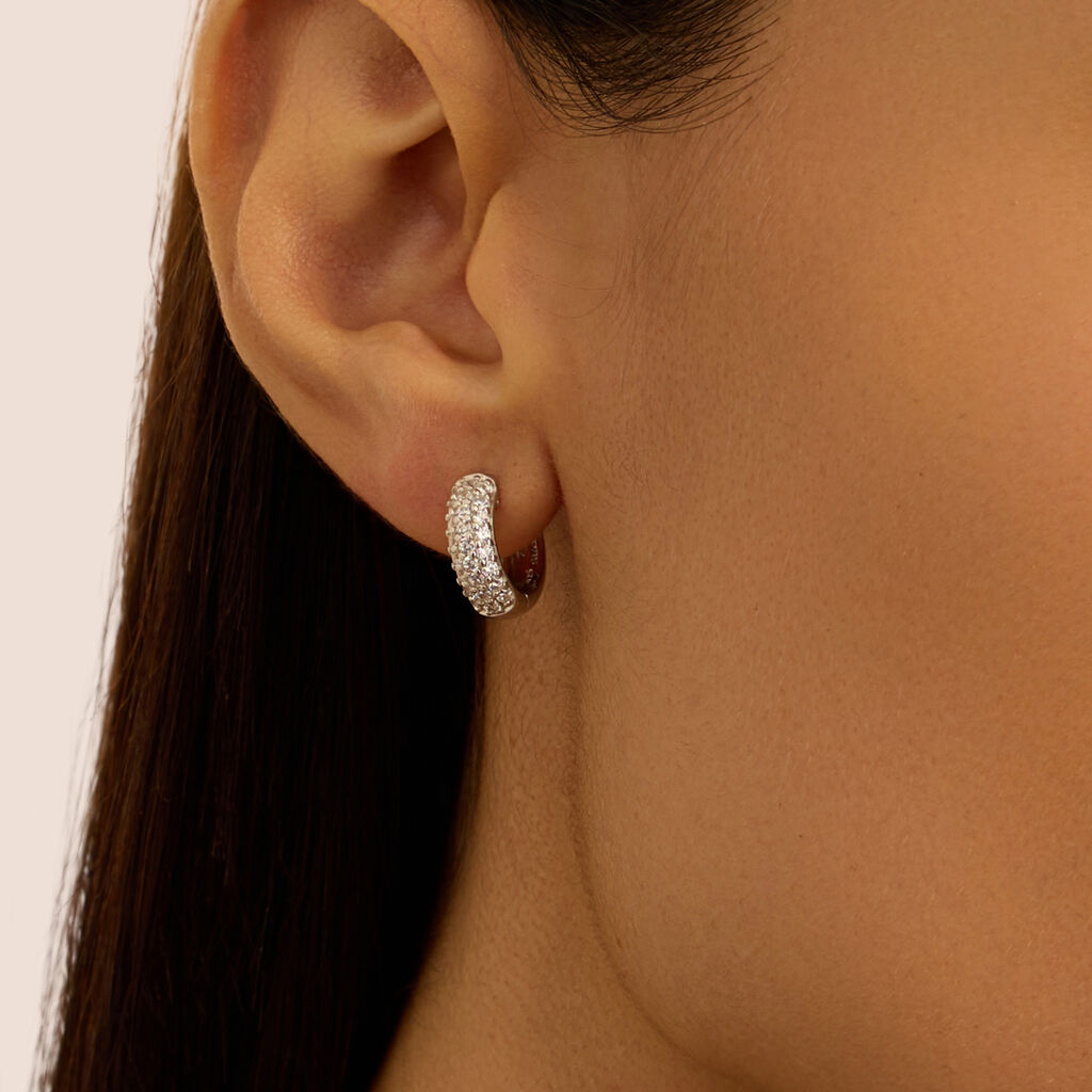 Orecchini A Cerchio Silver Shine Argento Rodiato Cubic Zirconia