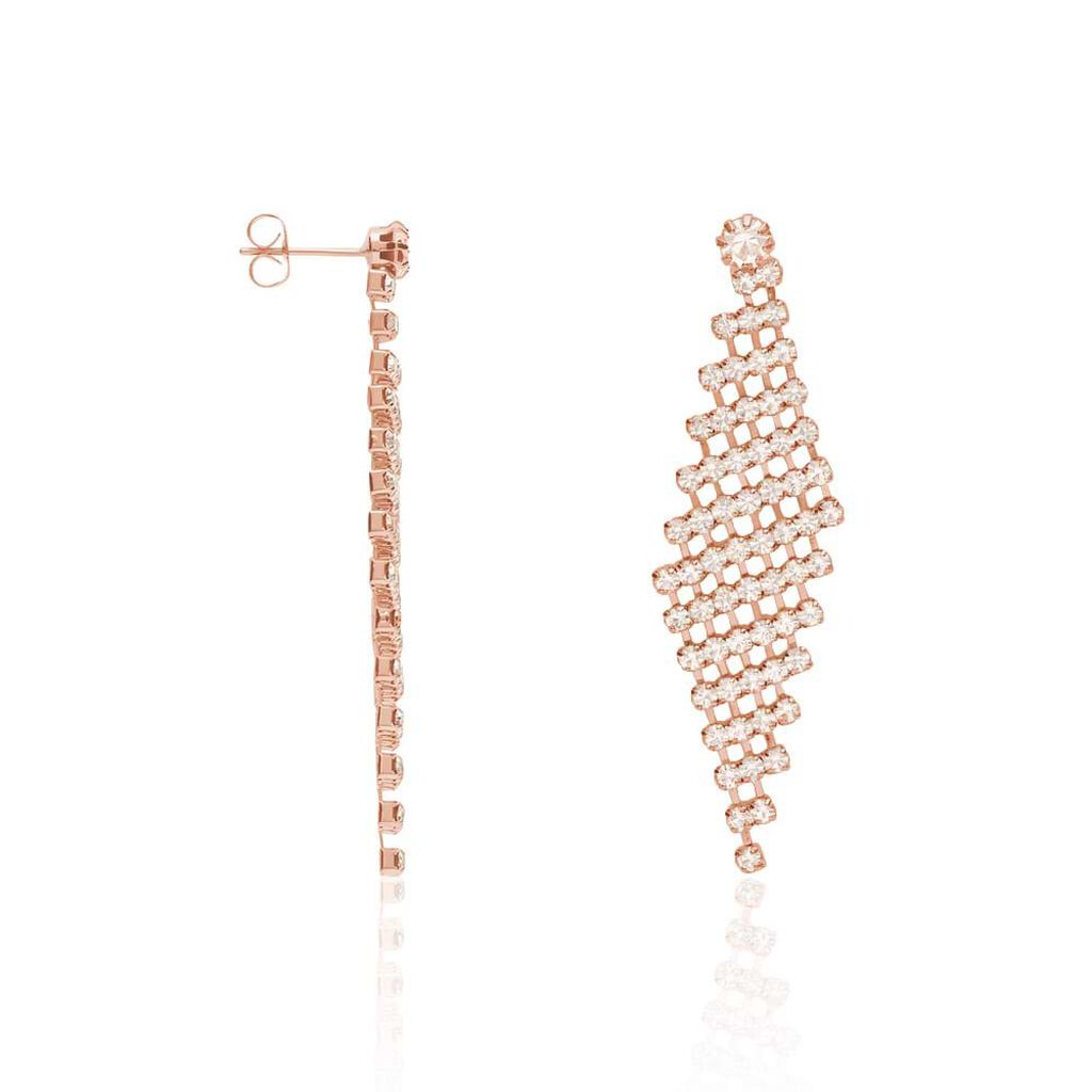 Orecchini Pendenti Romantic Shine Metallo Rosa Cristallo