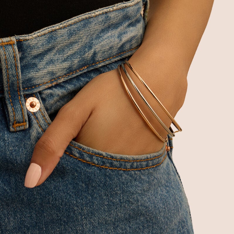 Bangle Sunrise Acciaio Bicolore Bianco / Rosa - Bracciali Rigidi Donna | Stroili