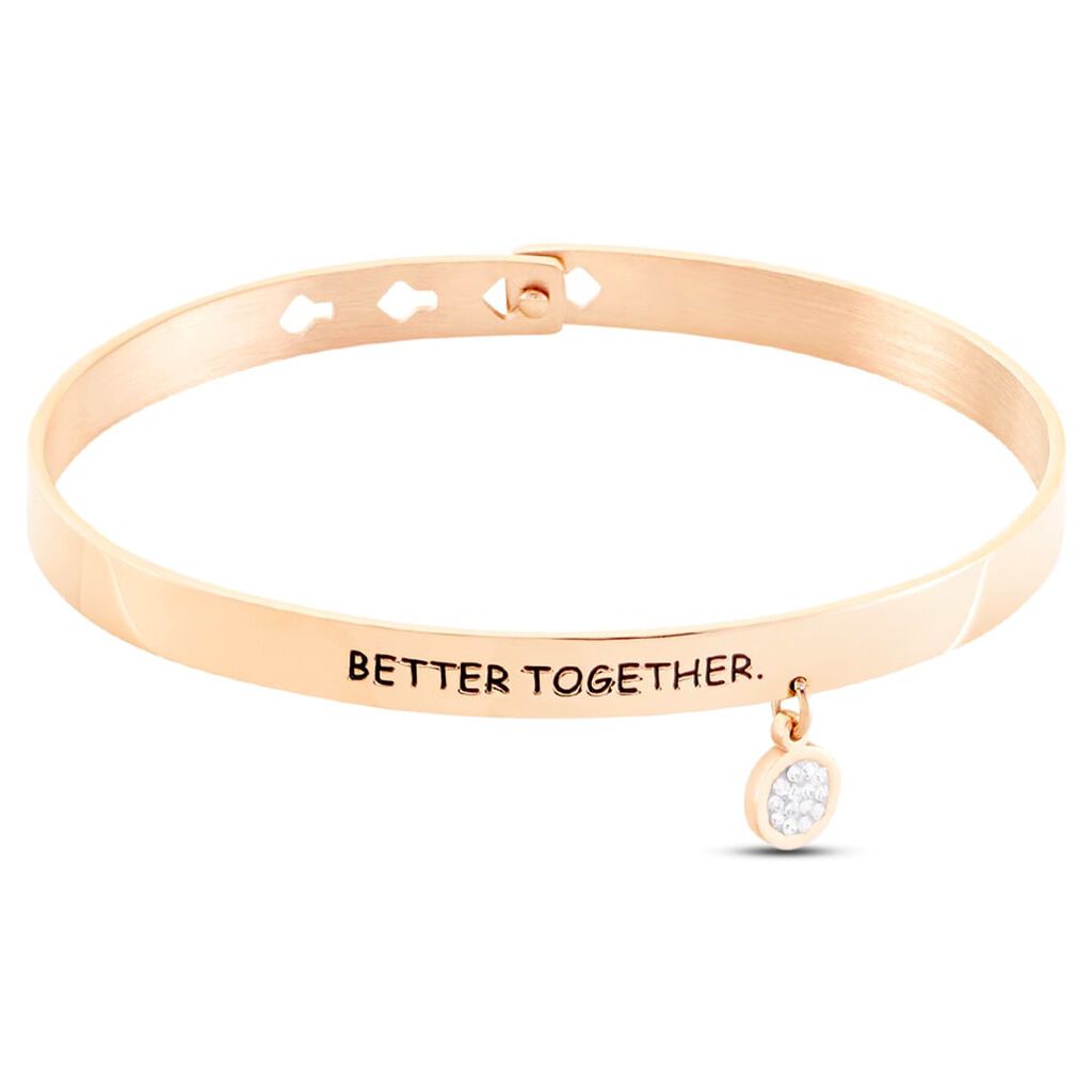 Bangle Lady Message Acciaio Rosato Friendship e Cristalli