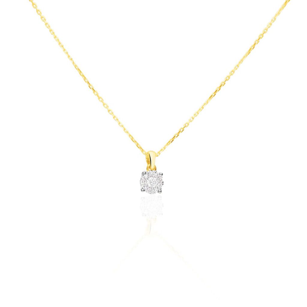Collana punto luce in oro giallo e diamanti 0.10 ct