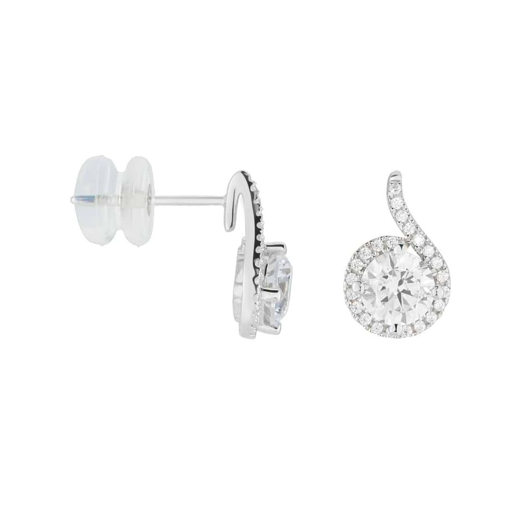 Orecchini Lobo Punto Luce Claire Oro Bianco Cubic Zirconia - Orecchini a Lobo Donna | Stroili