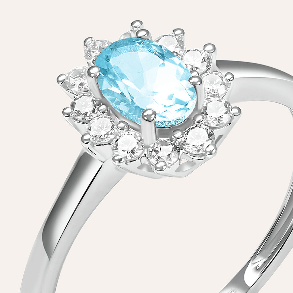 Anello Solitario Kate Jasmine Oro Bianco Acquamarina Diamante - Anelli con Pietre Donna | Stroili