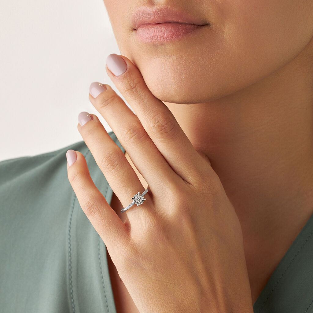 Anello Solitario Petali Oro Bianco Diamante - Anelli con Pietre Donna | Stroili