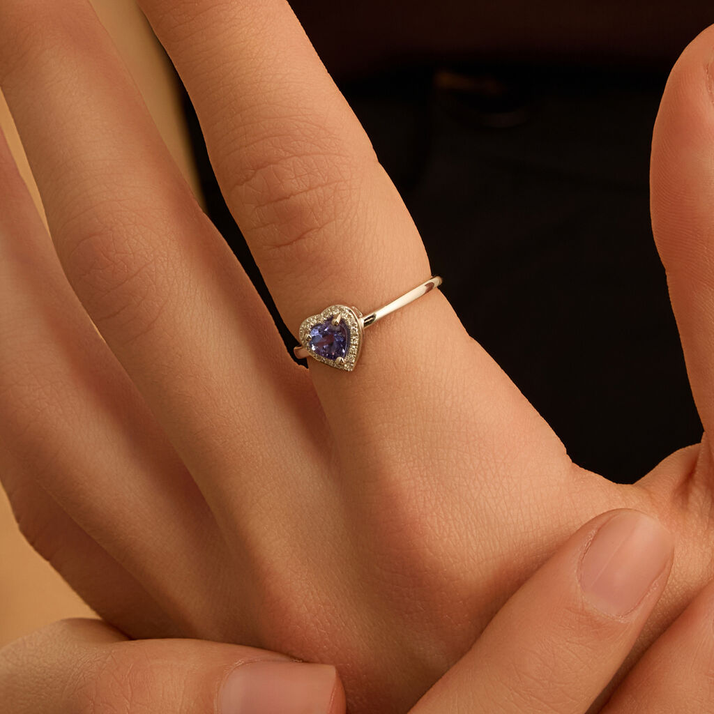 Anello Solitario Jasmine Oro Bianco Tanzanite Diamante - Anelli con Pietre Donna | Stroili