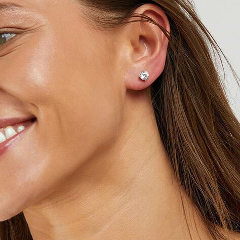 Orecchini Lobo Punto Luce Claire Oro Bianco Cubic Zirconia - Orecchini a Lobo Donna | Stroili