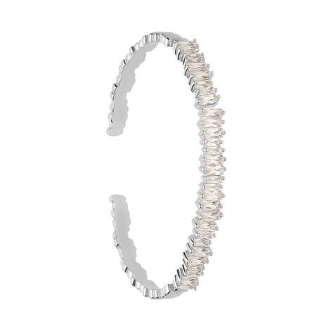 Bracciale rigido rodiato e strass - Bracciali Donna | Stroili