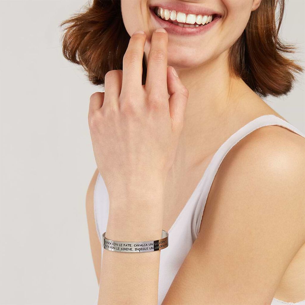 Bangle Lady Message Acciaio Fantasy e Cristalli - Bracciali Donna | Stroili