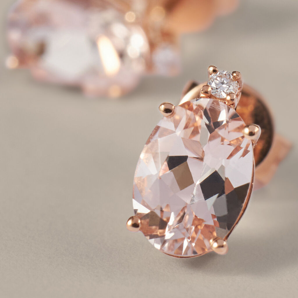 Orecchini Lobo Punto Luce Jasmine Oro Rosa Morganite Diamante - Orecchini a Lobo Donna | Stroili