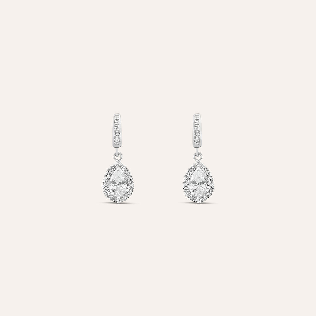 Orecchini Lobo Claire Oro Bianco Cubic Zirconia - Orecchini a Lobo Donna | Stroili