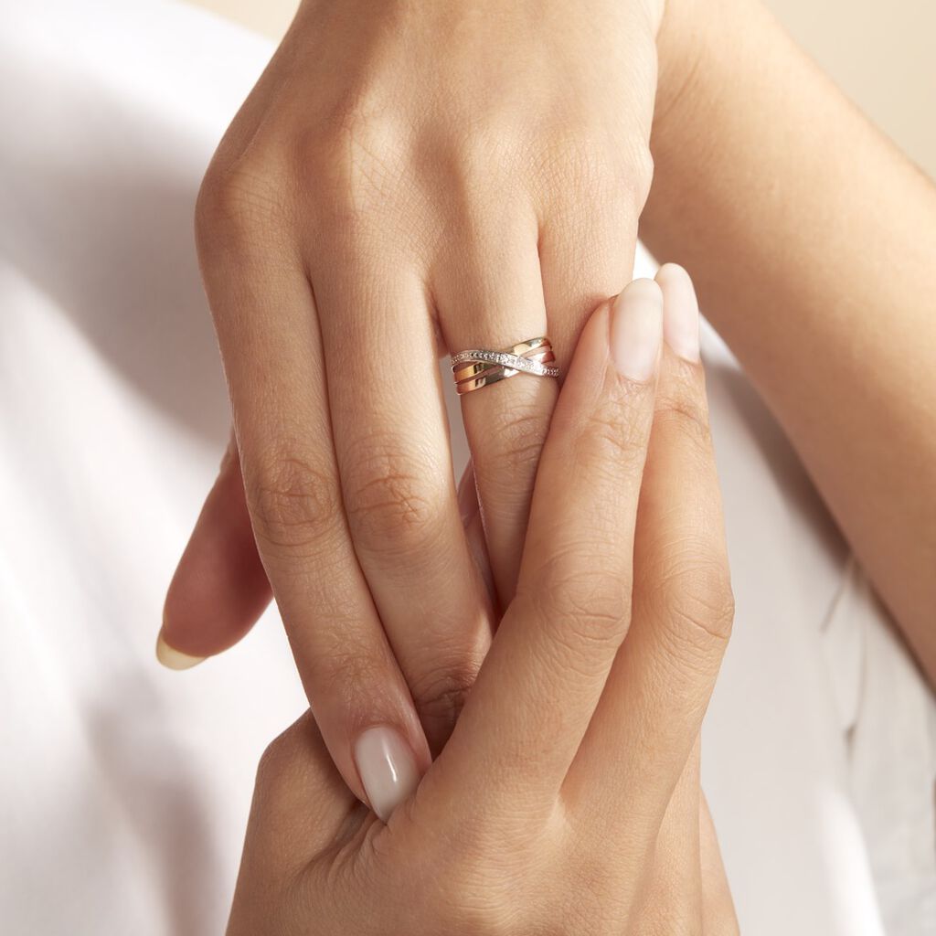 Anello Fascia Sophia Oro Tricolore Diamante