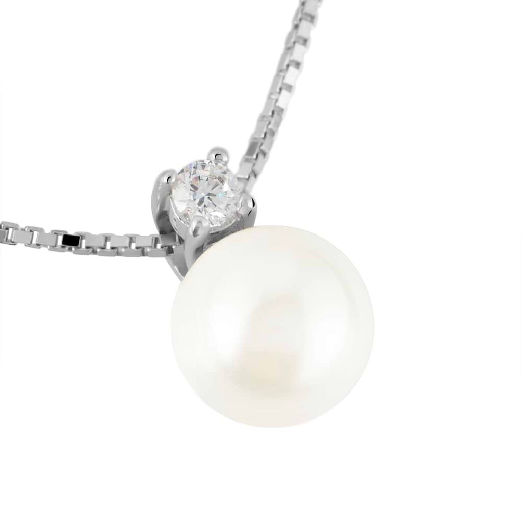Collana Silver Pearls Argento Rodiato Perla sintentica Cubic Zirconia