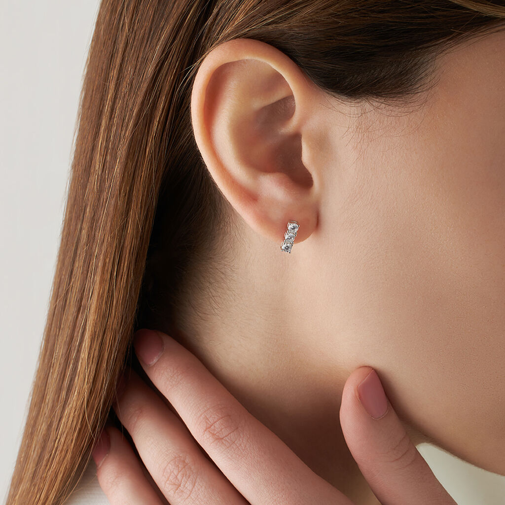Orecchini Lobo Trilogy Silver Elegance Argento Rodiato Cubic Zirconia - Orecchini a Lobo Donna | Stroili