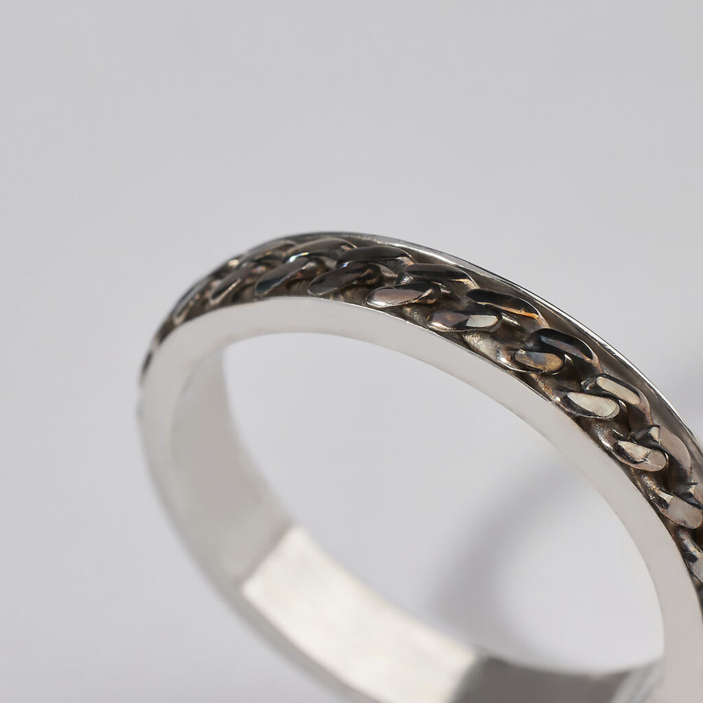 Anello Fedina Gentleman Argento Bicolore Bianco / Nero - Fedine Uomo | Stroili