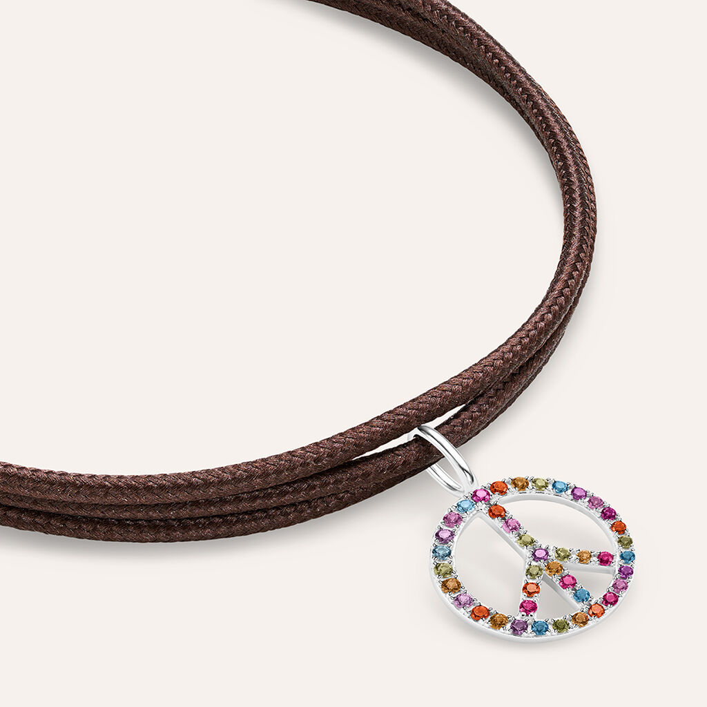 Choker Magnetico Cordino Marrone e Acciaio Dorato - Catenina Unisex | Stroili
