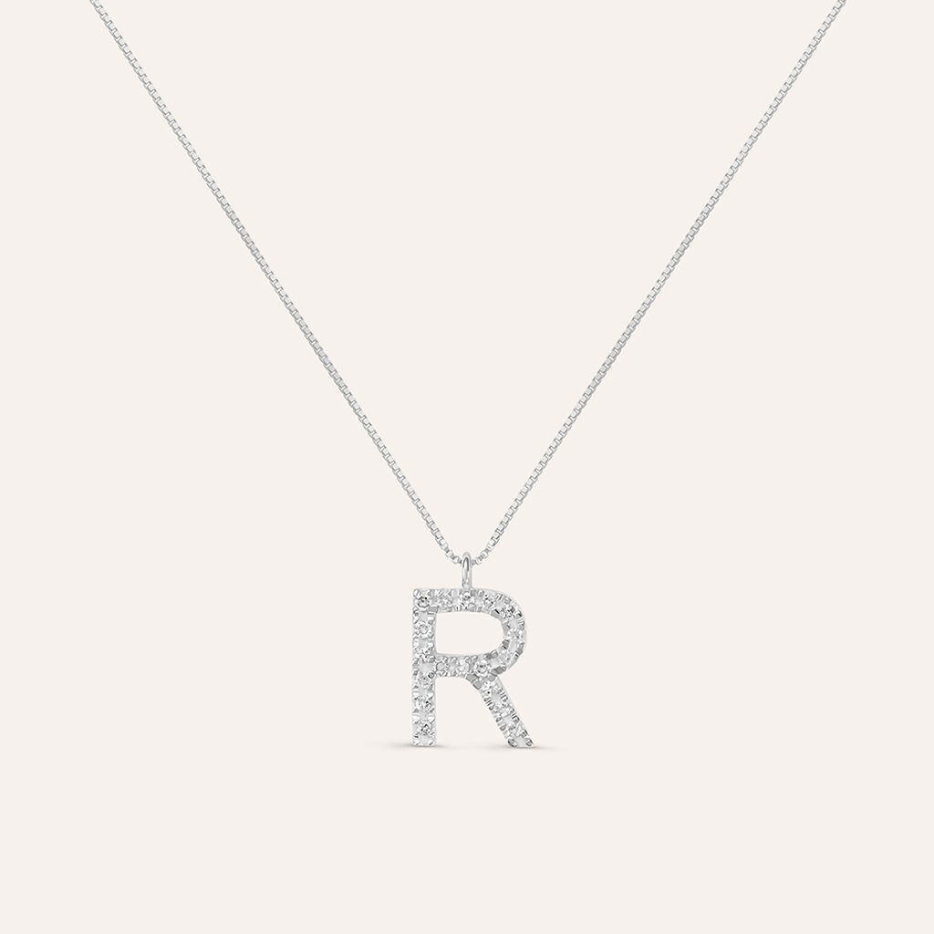 Collana Diamond Letters Oro Bianco Diamante