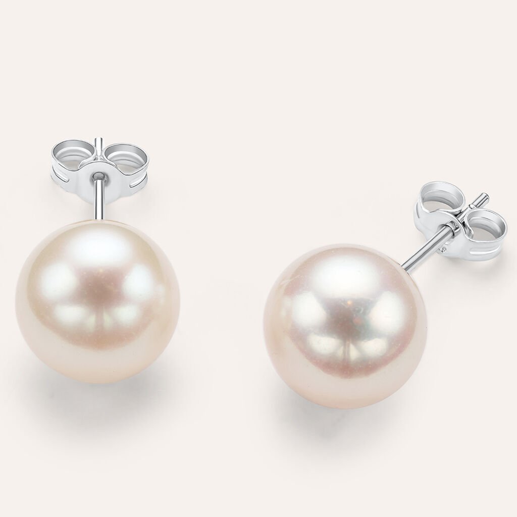 Orecchini Lobo Gabrielle Oro Bianco Perla D'Acqua Dolce - Orecchini a Lobo Donna | Stroili