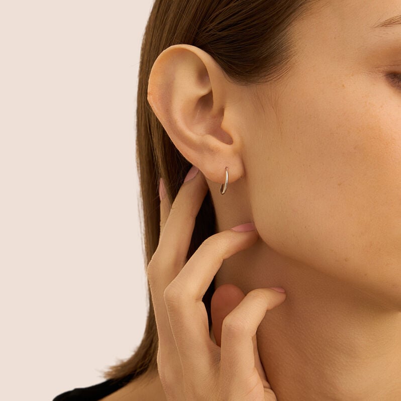Orecchini A Cerchio Toujours Oro Bianco - Orecchini a Cerchio Donna | Stroili