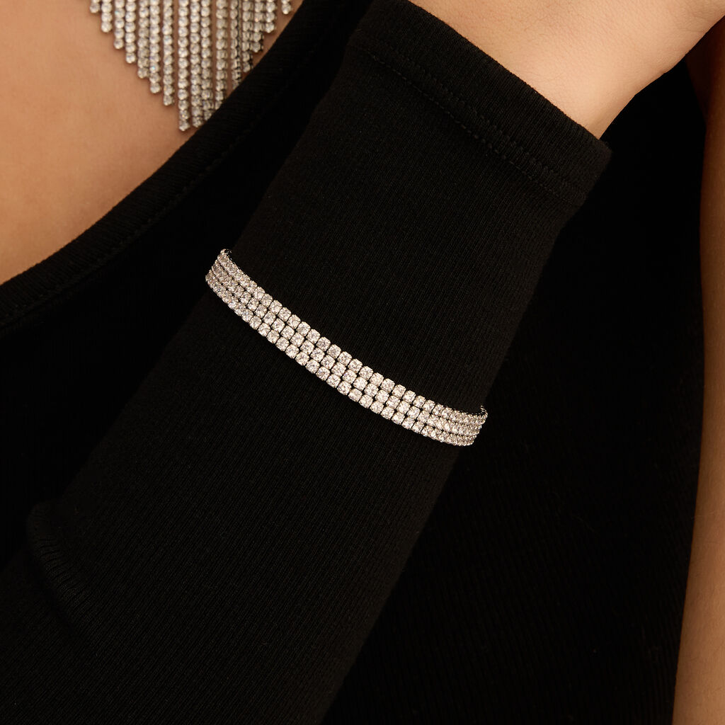 Bracciale Tennis Romantic Shine Metallo Cristallo - Bracciali Tennis Donna | Stroili