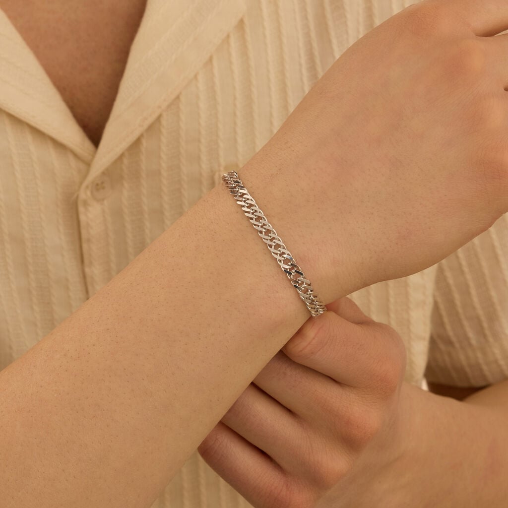 Bracciale Catena Gentleman Argento Rodiato