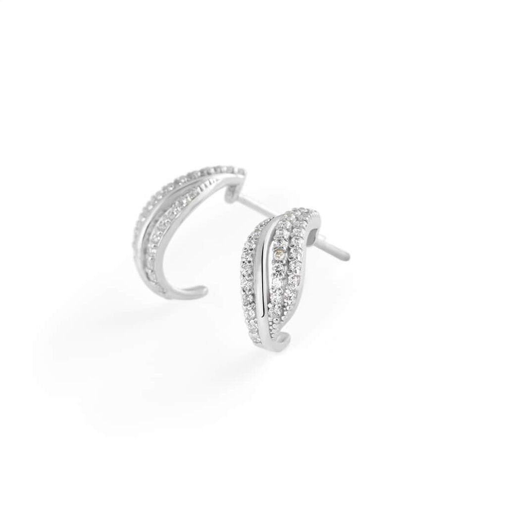 Orecchini A Cerchio Claire Oro Bianco Cubic Zirconia - Orecchini a Cerchio Donna | Stroili