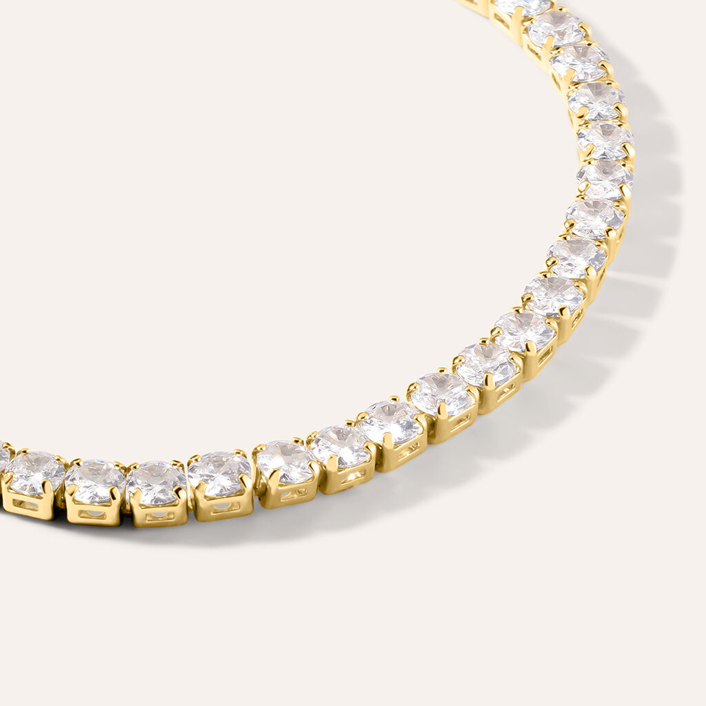 Bracciale Tennis Romantic Shine Metallo Dorato Cristallo