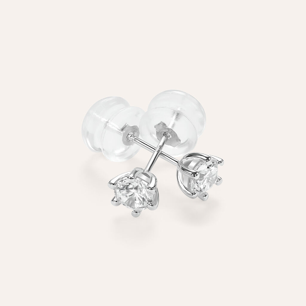 Orecchini Lobo Punto Luce Claire Oro Bianco Cubic Zirconia - Orecchini a Lobo Donna | Stroili