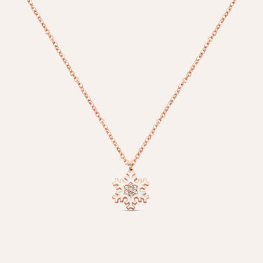 Collana Lady Sweet Acciaio Rosato Fiocco di neve e Cristalli
