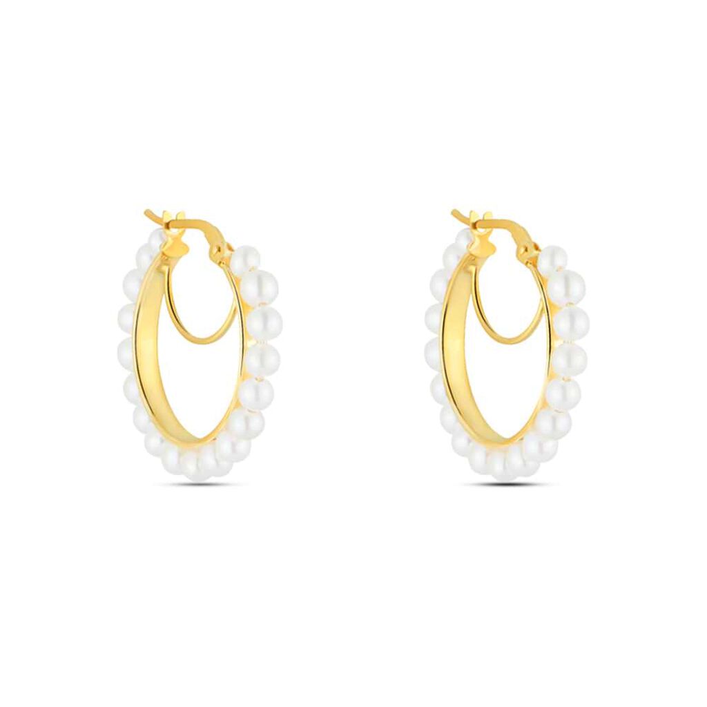 Orecchini A Cerchio Gabrielle Oro Giallo Perla D'Acqua Dolce