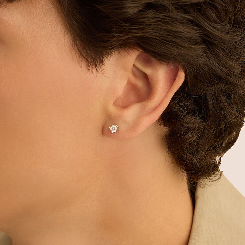 Orecchini Lobo Punto Luce Gentleman Argento Rodiato Cubic Zirconia - Mono Orecchino Uomo | Stroili