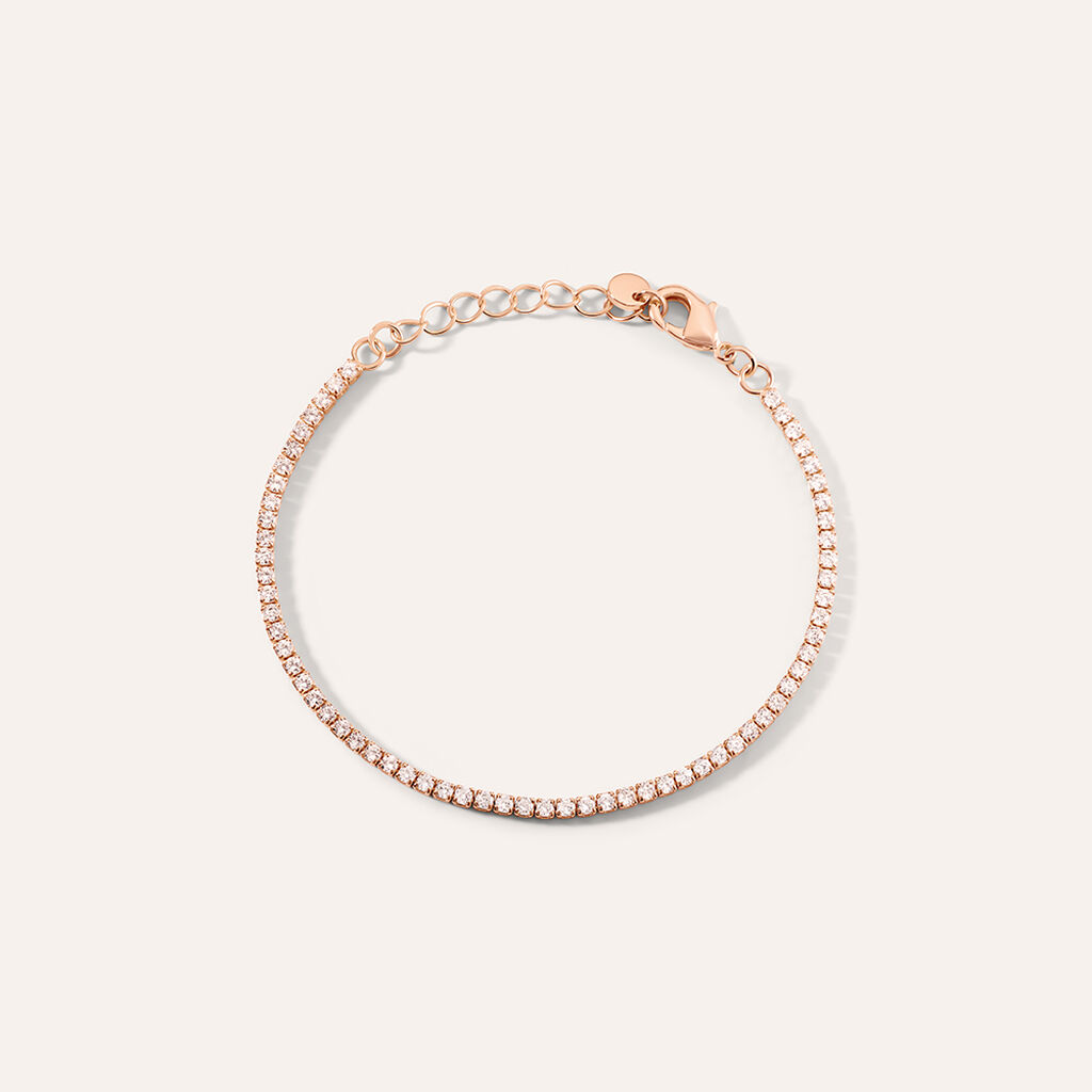 Bracciale Tennis Romantic Shine Metallo Rosa Cristallo - Bracciali Tennis Donna | Stroili