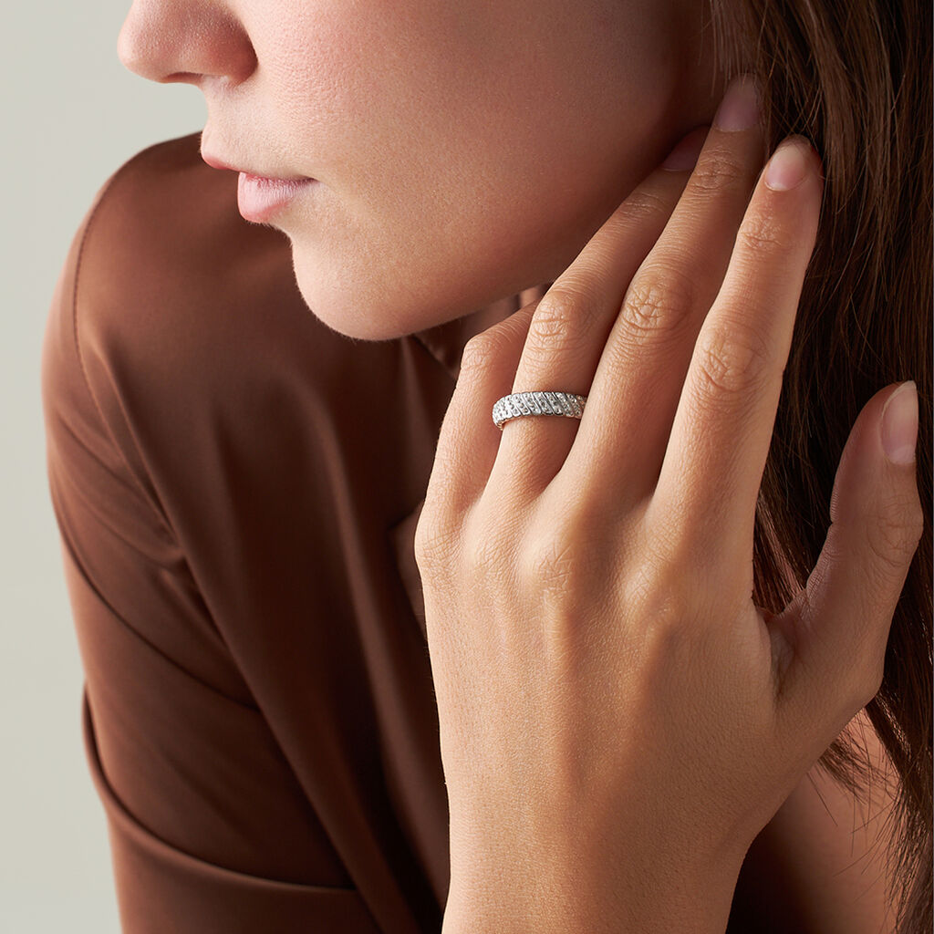 Anello Fascia Aura Acciaio Cristallo