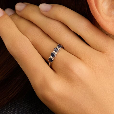 Anello Riviere Charlotte Oro Bianco Zaffiro Diamante - Anelli Riviere Donna | Stroili