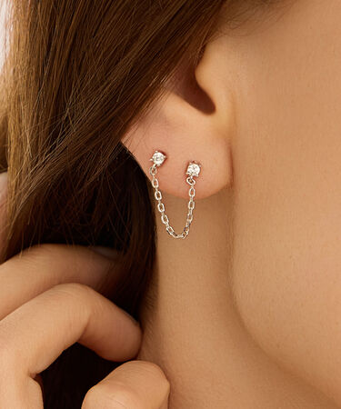 Mono Orecchino Lobo Punto Luce Silver Elegance Argento Rodiato Cubic Zirconia