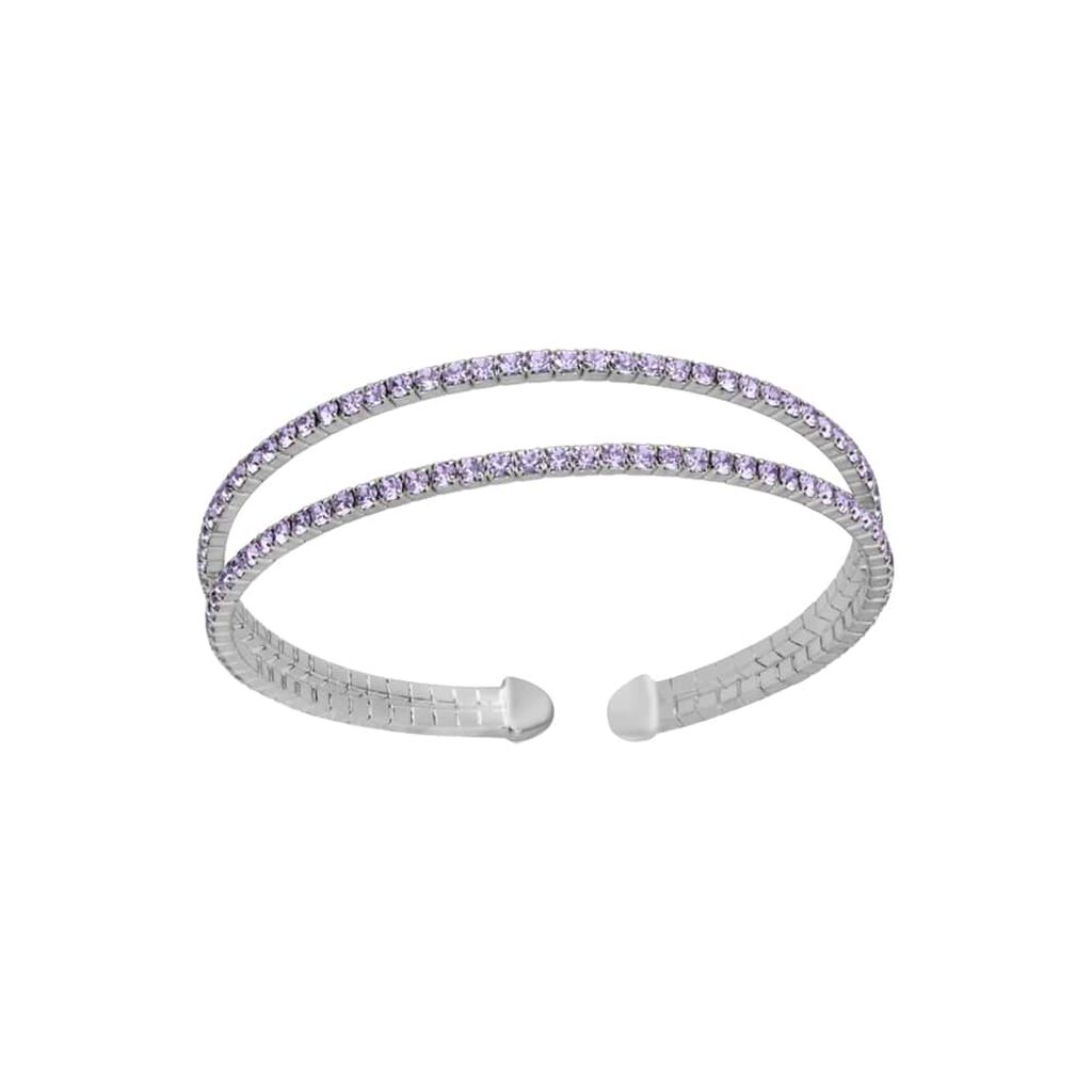 Bracciale bangle in metallo rodiato e cristalli