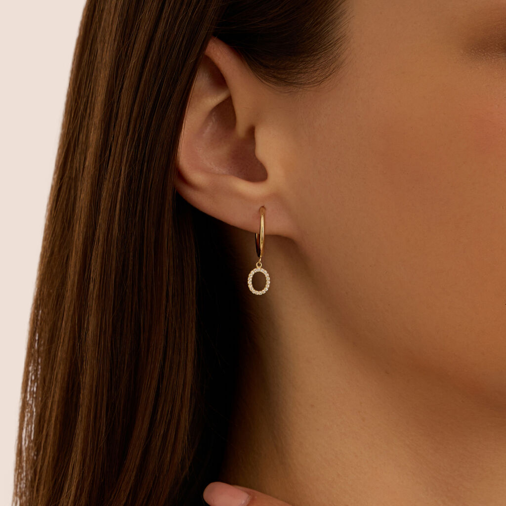 Mono Orecchino A Cerchio Toujours Oro Giallo Cubic Zirconia