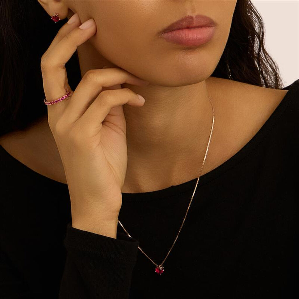 Orecchini Lobo Punto Luce Silver Rainbow Argento Rosa Cubic Zirconia