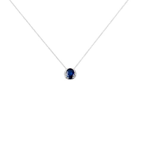 Collana Punto Luce Elizabeth Crown Oro Bianco Zaffiro Diamante - Collane Punto Luce Donna | Stroili