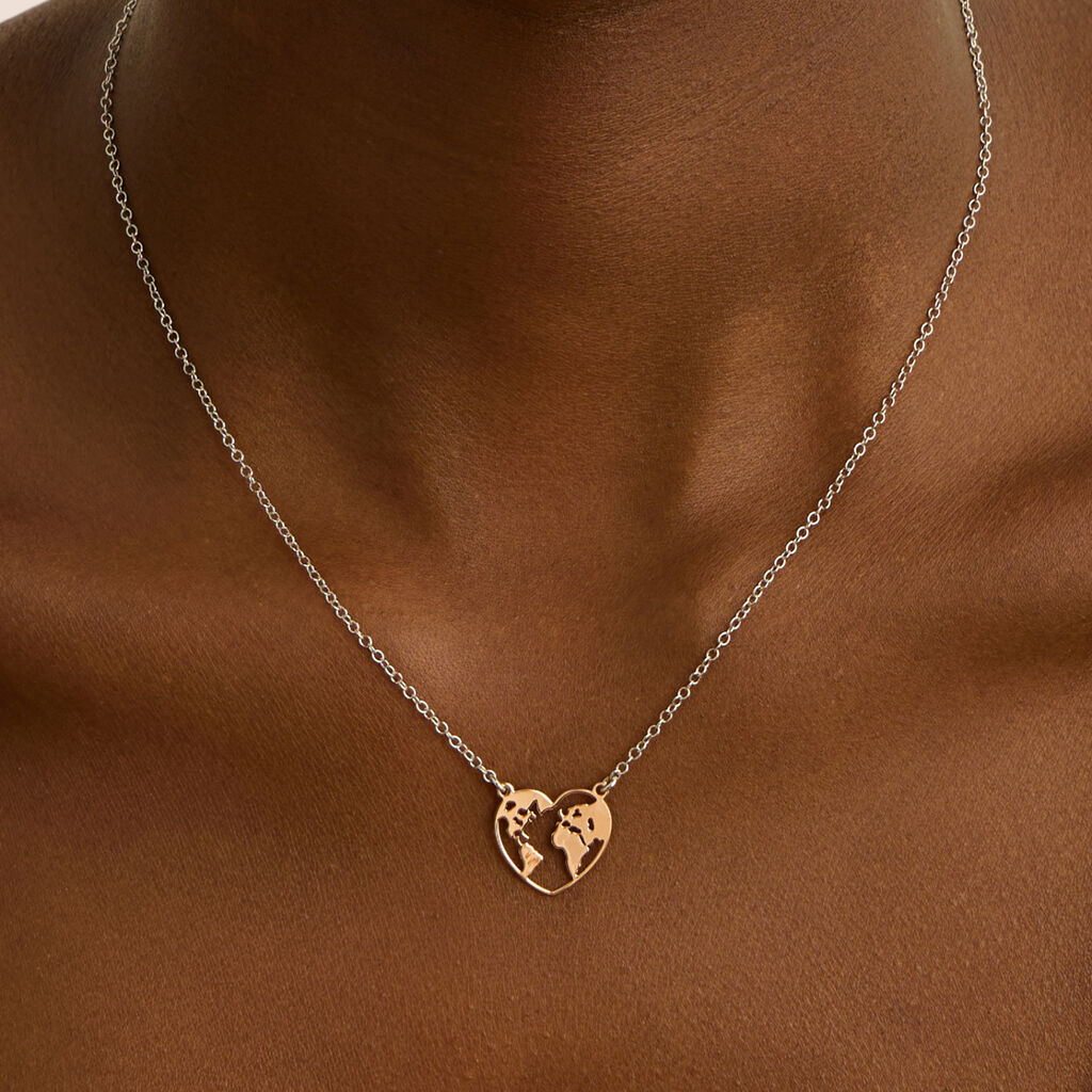 Collana Silver Collection Argento Bicolore Bianco / Rosa