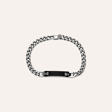 Bracciale Con Targhetta Man Code Acciaio Bicolore Bianco / Nero Cubic Zirconia