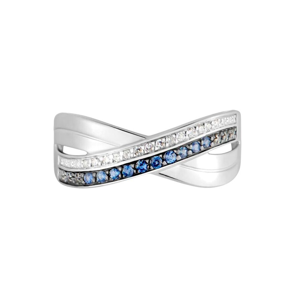 Anello Fascia Charlotte Oro Bianco Zaffiro Diamante Diamante - Anelli a Fascia Larga Donna | Stroili