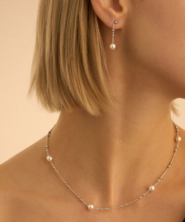 Orecchini Pendenti Silver Pearls Argento Rodiato Perla sintetica