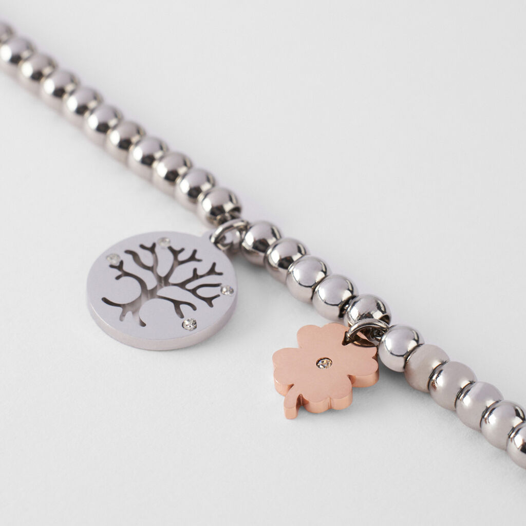 Bracciale Lady Chic Acciaio Bicolore Bianco / Rosa Cristallo - Bracciali Donna | Stroili